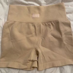 Bo+Tee Cream Workout Shorts